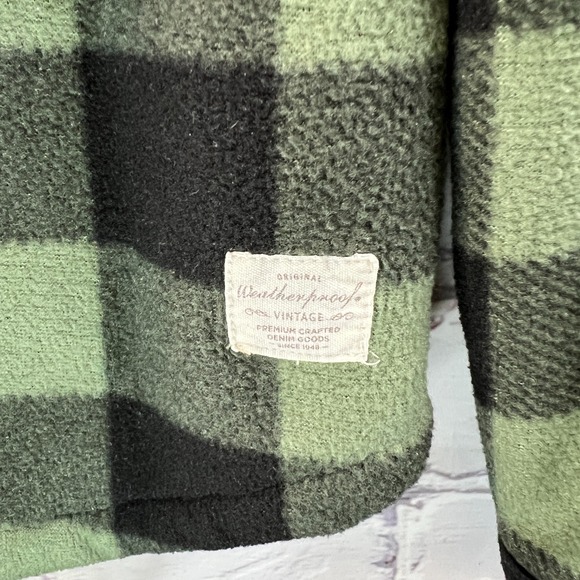 Weatherproof Vintage Boys Flannel Jacket Sherpa Small 7/8 Lined Green Plaid - Picture 7 of 10